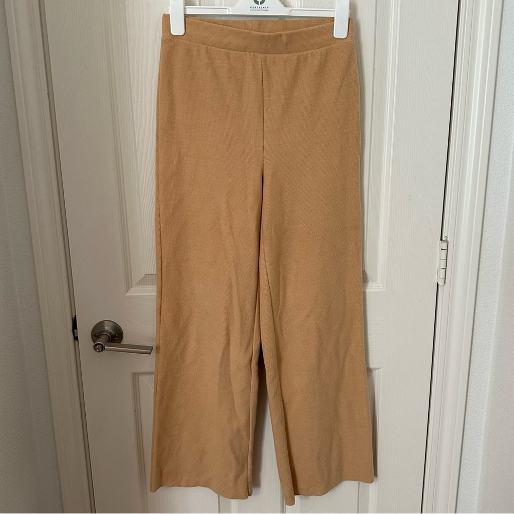 Zara Beige/Tan Knit Wide-Leg Pants